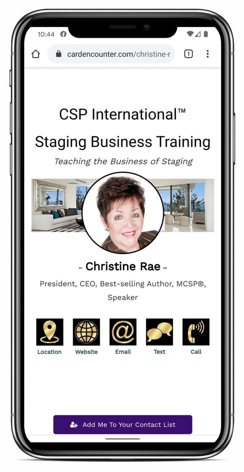 Christine Rae digital business card